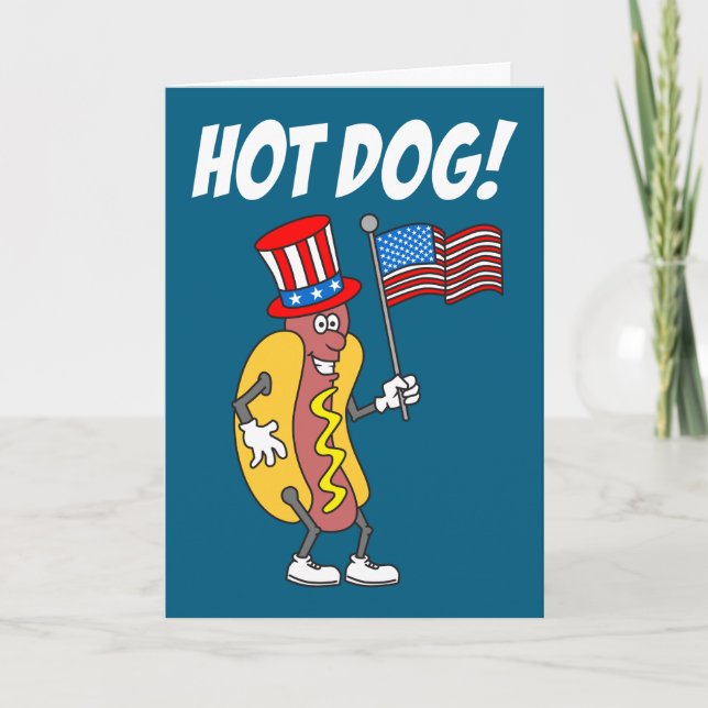 Tarjeta Perro caliente es Día de la Independencia 4 de jul (Anverso)