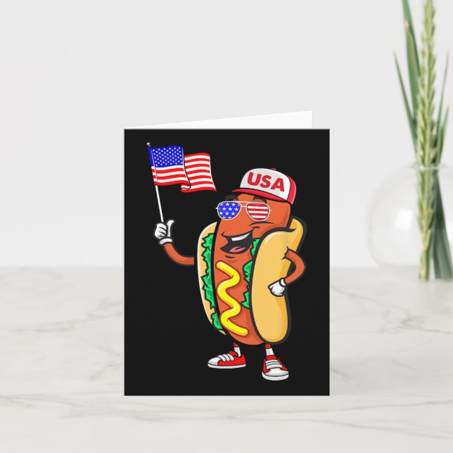Tarjeta Perro Caliente Patriótico Bandera Americana Usa Di (Anverso)