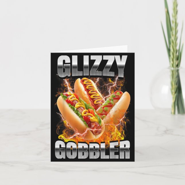 Tarjeta Perro Caliente Retro Glizzy Gobbler Meme Pirata (Anverso)