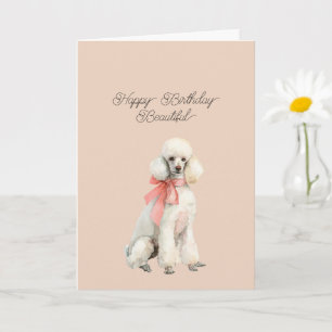 Tarjeta Perro Caniche Blanco Feliz Cumpleaños Precioso