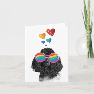 Tarjeta Perro Caniche con Corazones Día de San Valentín