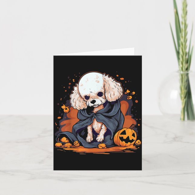 Tarjeta Perro Caniche Halloween (Anverso)