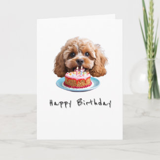 Tarjeta Perro Cavapoo, feliz cumpleaños