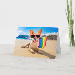 Tarjeta Perro Chihuahua en la playa
