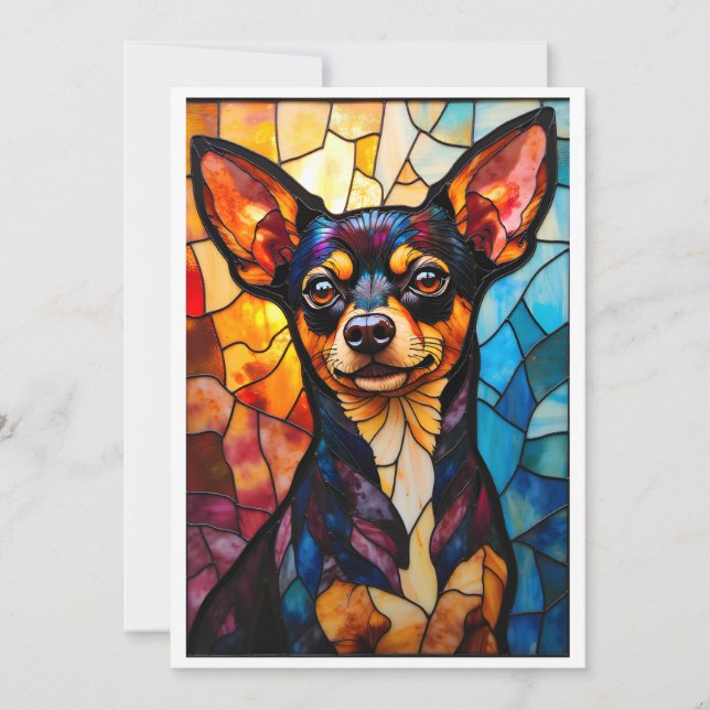 Tarjeta Perro Chihuahua estilo vidrio emplomado (Anverso)