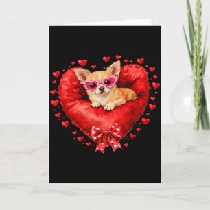 Tarjeta Perro Chihuahua Globo Rojo Corazón San Valentín Am