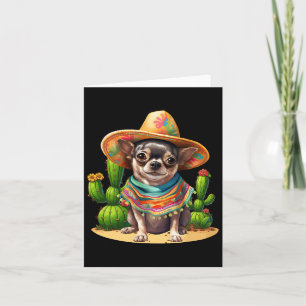 Tarjeta Perro Chihuahua Gorra Sombrero Cinc Fiesta Mexican