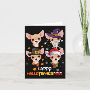 Tarjeta Perro Chihuahua Hallothanksmas Halloween Thanksgiv