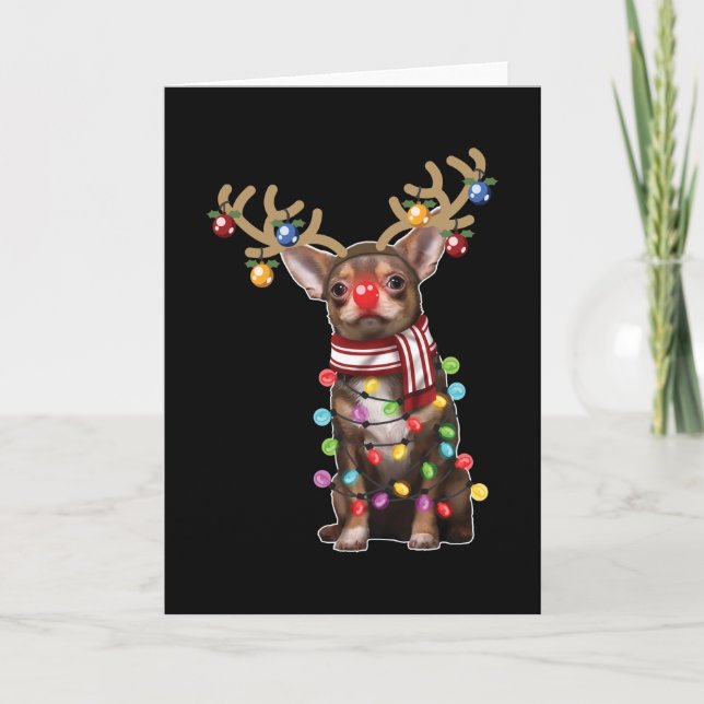 Tarjeta Perro Chihuahua Lindo Regalos Divertidos de Navida (Anverso)