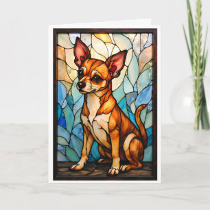 Tarjeta Perro Chihuahua Marrón Claro Estilo Vidrio Emploma