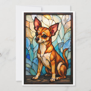 Tarjeta Perro Chihuahua Marrón Claro Estilo Vidrio Pintado