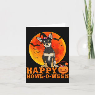 Tarjeta Perro chihuahua negro divertido Halloween feliz