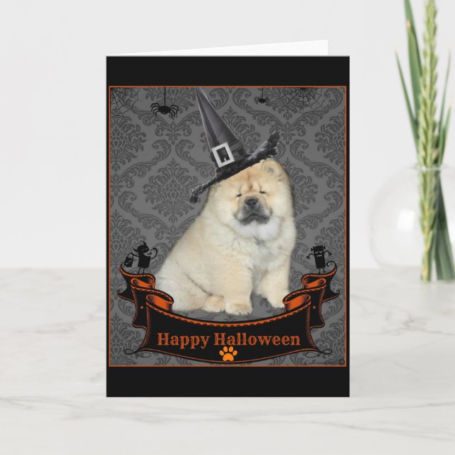 Tarjeta Perro chino de perro chino de Halloween (Anverso)