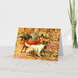 Tarjeta Perro cochero irlandés en la cosecha de otoño