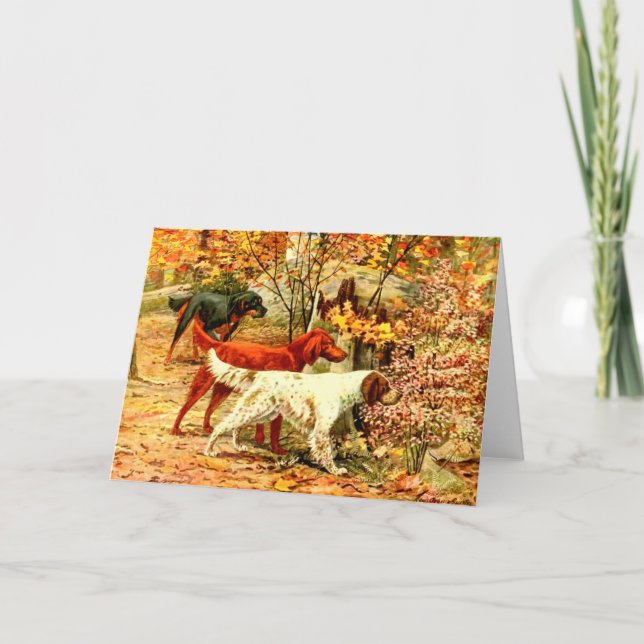 Tarjeta Perro cochero irlandés en la cosecha de otoño (Anverso)