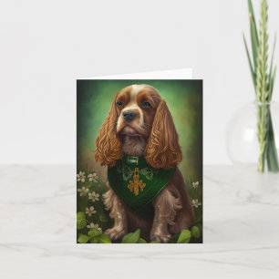Tarjeta Perro Cocker Spaniel con vestido de San Patricio