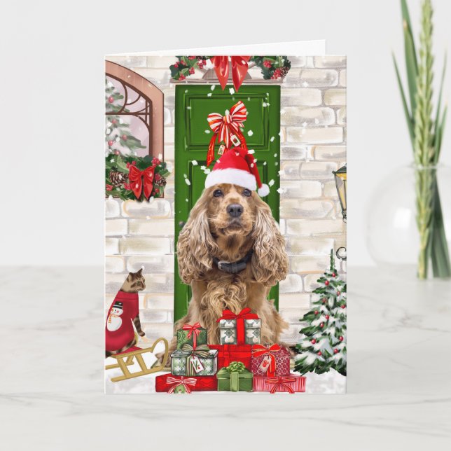 Tarjeta Perro Cocker Spaniel Navidad (Anverso)