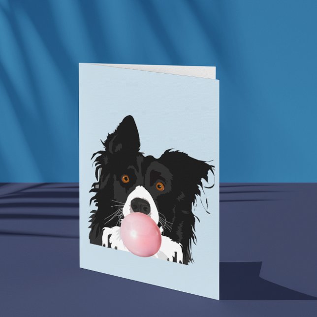 Tarjeta Perro collie de borde que sopla burbuja (Subido por el creador)