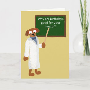 Tarjeta Perro cómico en Lab Coat Birthday