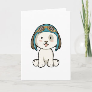Tarjeta Perro como aviador con Gorra y lentes