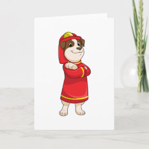 Tarjeta Perro como bombero con casco