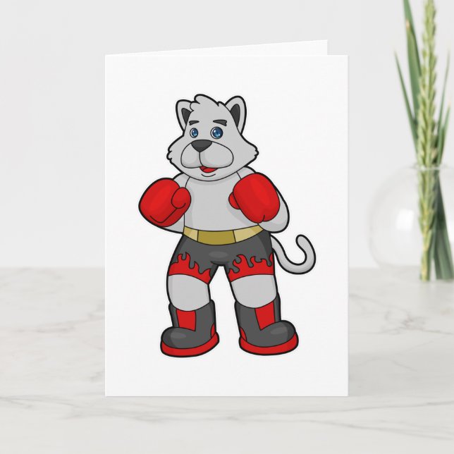 Tarjeta Perro como Boxer con guantes de boxeo (Anverso)