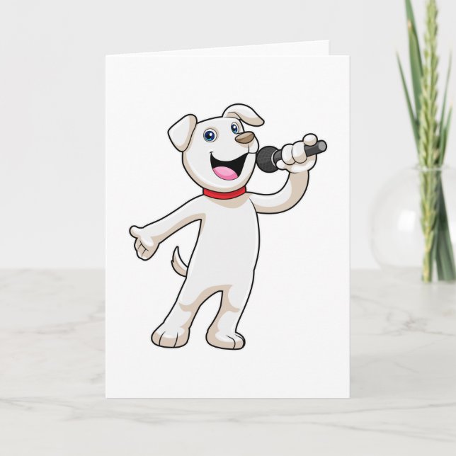 Tarjeta Perro como cantante con micrófono (Anverso)