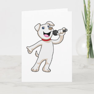 Tarjeta Perro como cantante con micrófono