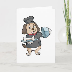 Tarjeta Perro como chef con Plata y Huesos