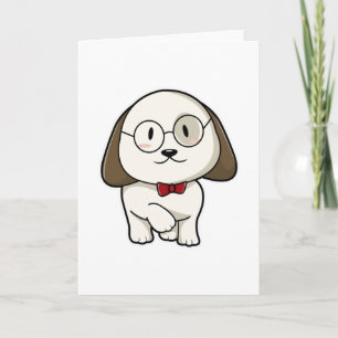 Tarjeta Perro como crema con azulejos y lentes
