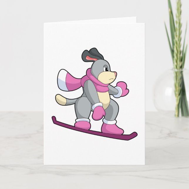 Tarjeta Perro como Esquiador con Sonowboard (Anverso)