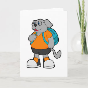 Tarjeta Perro como excursionista con mochila