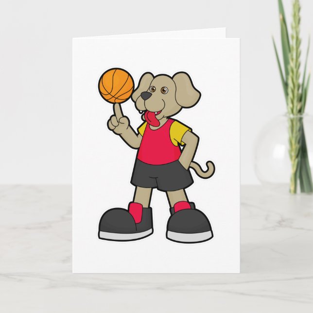 Tarjeta Perro como jugador de baloncesto con baloncesto (Anverso)
