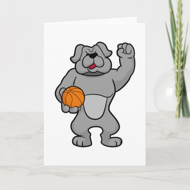 Tarjeta Perro como jugador de baloncesto con baloncesto (Anverso)