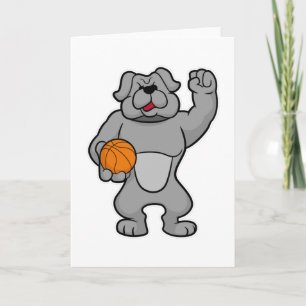 Tarjeta Perro como jugador de baloncesto con baloncesto