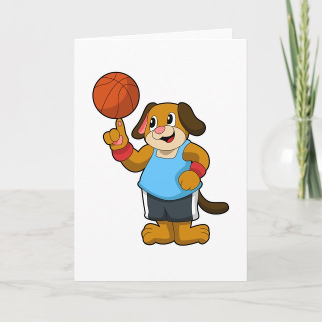 Tarjeta Perro como jugador de baloncesto con baloncesto (Anverso)