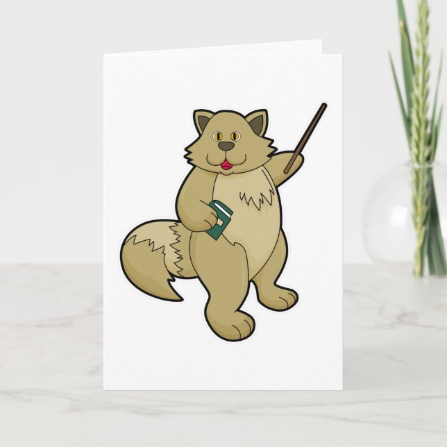 Tarjeta Perro como maestro con libro y puntero (Anverso)