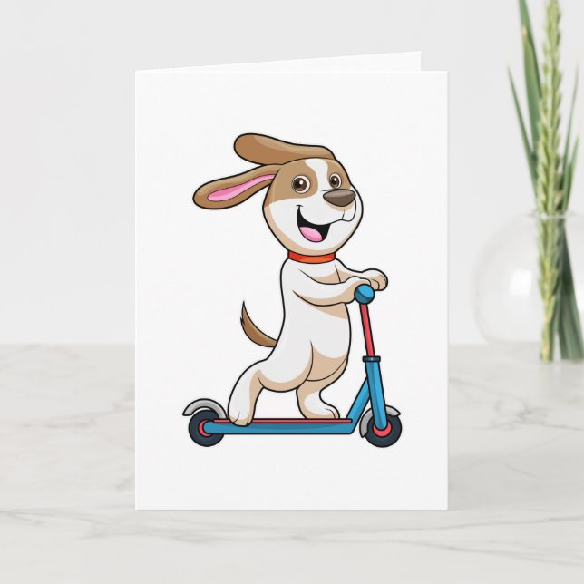 Tarjeta Perro como motociclista con Scooter (Anverso)