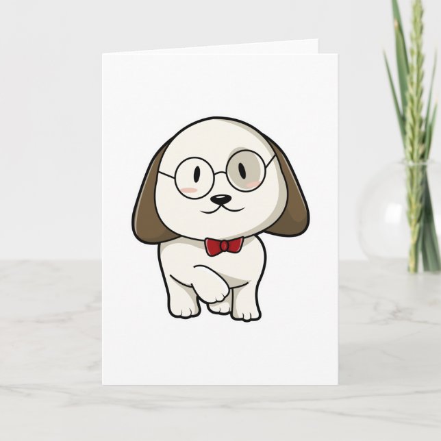 Tarjeta Perro como novio con corbata y gafas (Anverso)