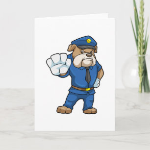 Tarjeta Perro como oficial de policía con uniforme policia