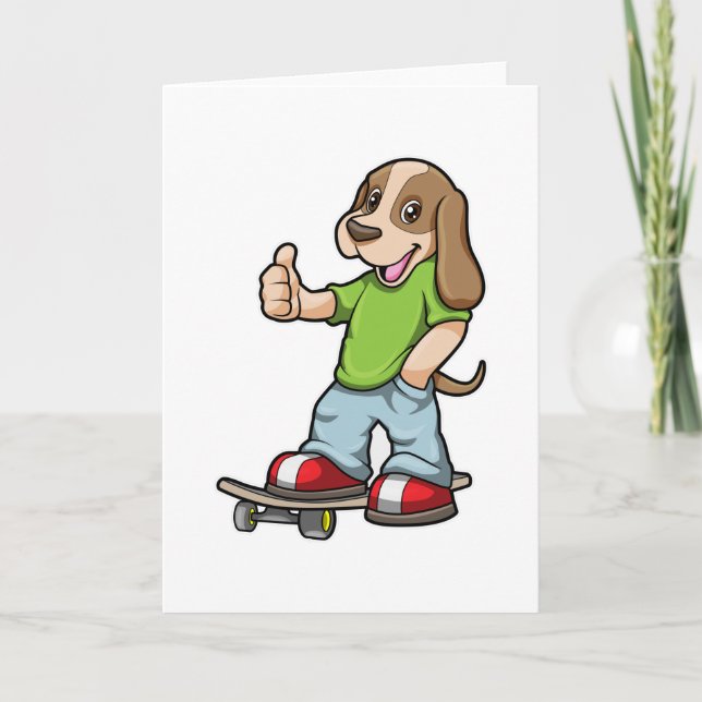 Tarjeta Perro como patinador con monopatín (Anverso)
