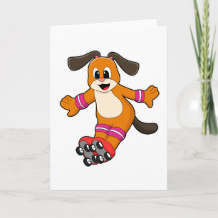Tarjeta Perro como patinador con patines en línea