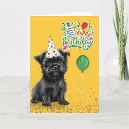 Tarjeta Perro con affenpinscher por cumpleaños tardío en G