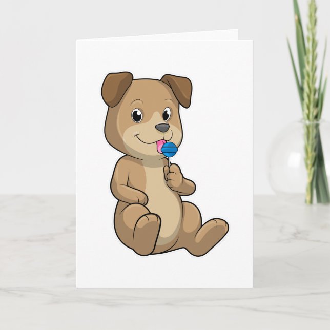 Tarjeta Perro con dulces piruleta (Anverso)