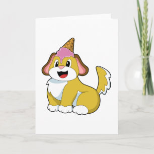 Tarjeta Perro con helado de waffle