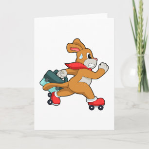 Tarjeta Perro con patines de ruedas