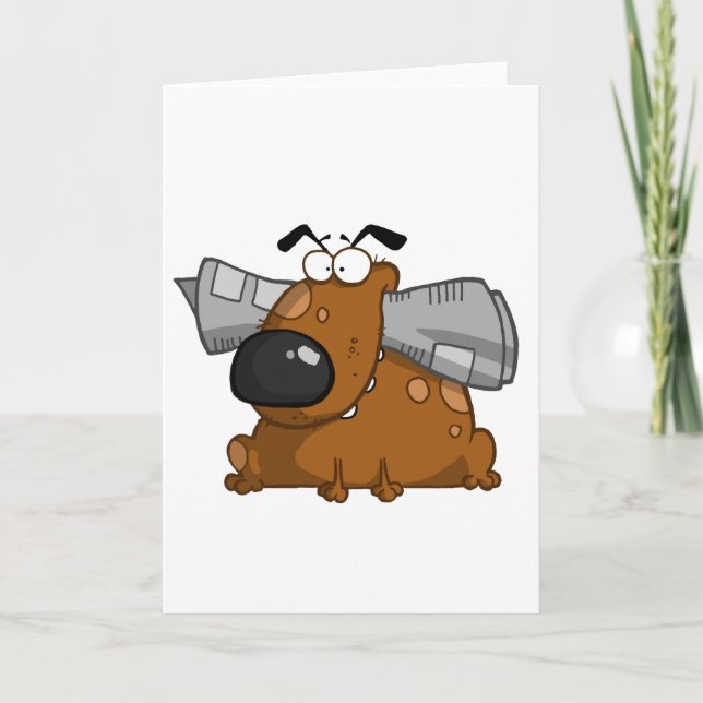 Tarjeta Perro con periódico en boca (Anverso)