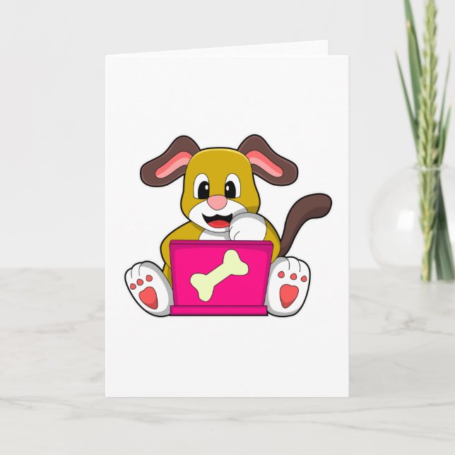Tarjeta Perro con portátil (Anverso)