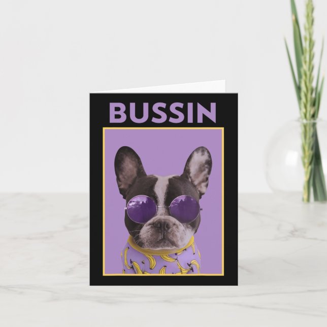 Tarjeta Perro con Sungles Bulldog Bussin (Anverso)