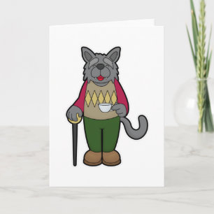 Tarjeta Perro con taza de café